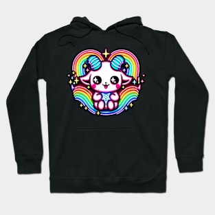 Baby Baphomet Neon Rainbow Kawaii Creepy Cute Occult Hoodie